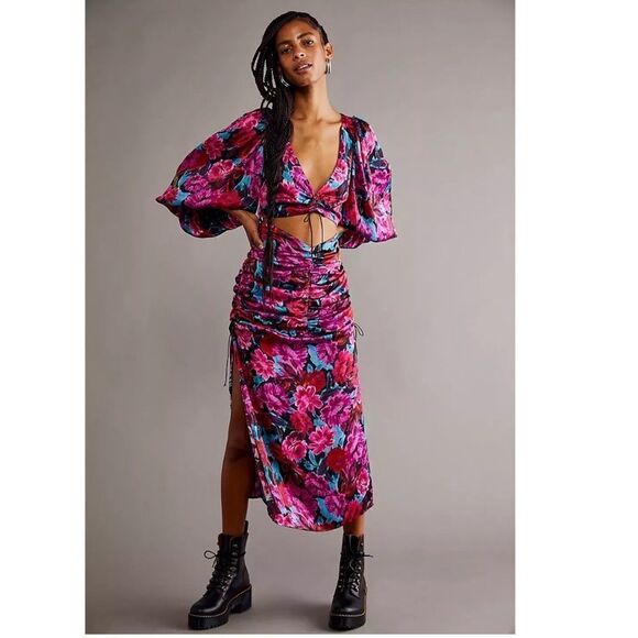 New Free People For Love & Lemons Scarlett Midi Dress - Picture 1 of 6